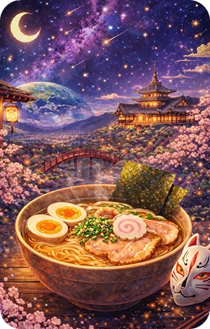 日本の食べ物シリーズの寿司と出汁のイラスト